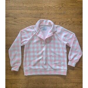 Dudley Stephens Womens V-Neck Checkered Fleece Pullover Size Small